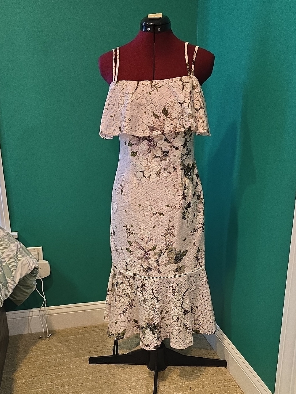 RACHEL Rachel Roy Lavender Floral Lace Midi Dress, Size 4